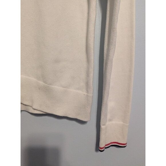 Lilly Pulitzer Long Sleeve Shirt Size M White Stretch Vintage V Neck Logo - Picture 7 of 15